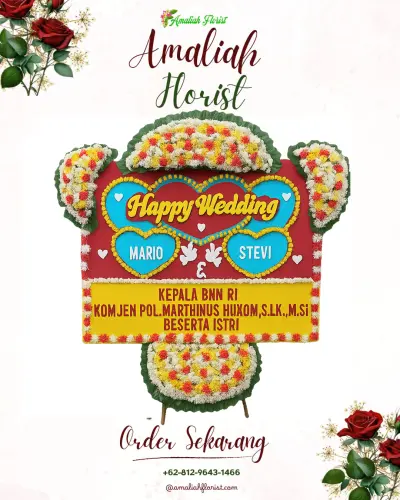 Karangan Papan Bunga Pernikahan di Panyanggar